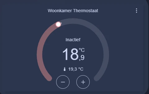 Pop-up met de thermostaat van de woonkamer